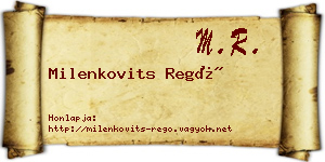 Milenkovits Regő névjegykártya